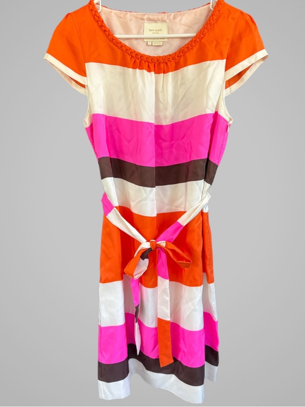 EUC Kate Spade Silk Betty Striped Dress Size Medium Retail $355.00